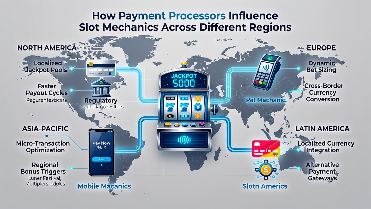 Regional slot interfaces displaying different payment method integrations and mechanical adjustments